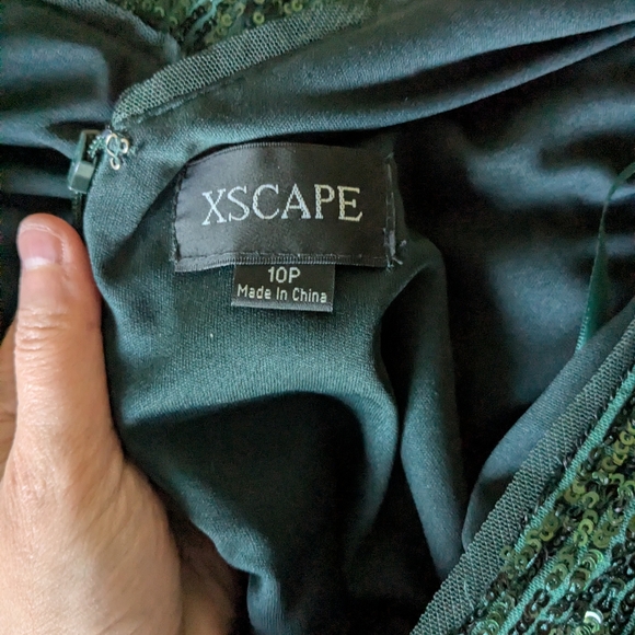 Xscape Green Sequin Long Sleeve Dress - Picture 4 of 4
